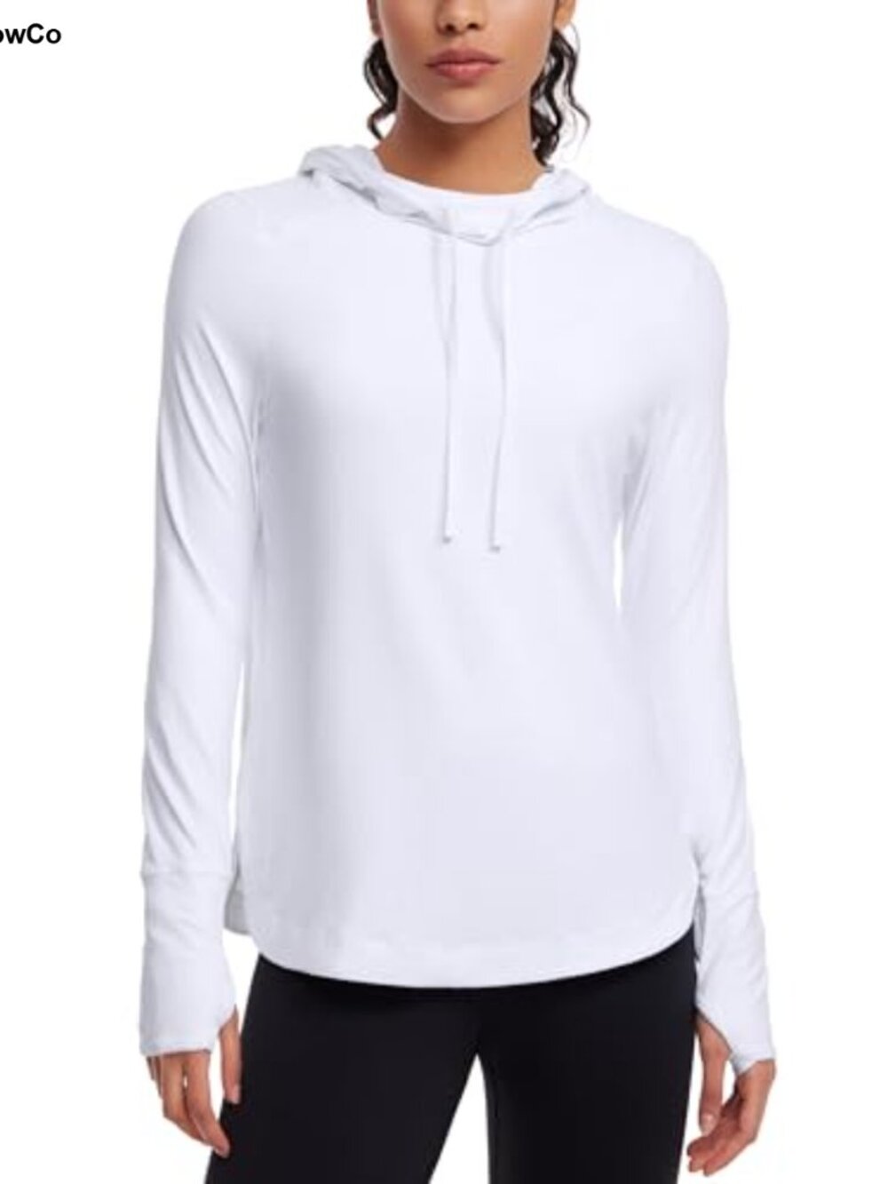 Brushed Hoodie Long Sleeve Top Relaxed Fit Hip Length Workout